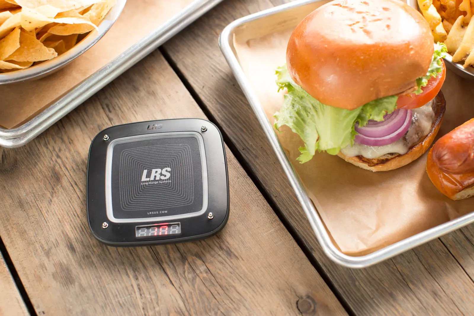 LRS coaster next to a quick-service tray